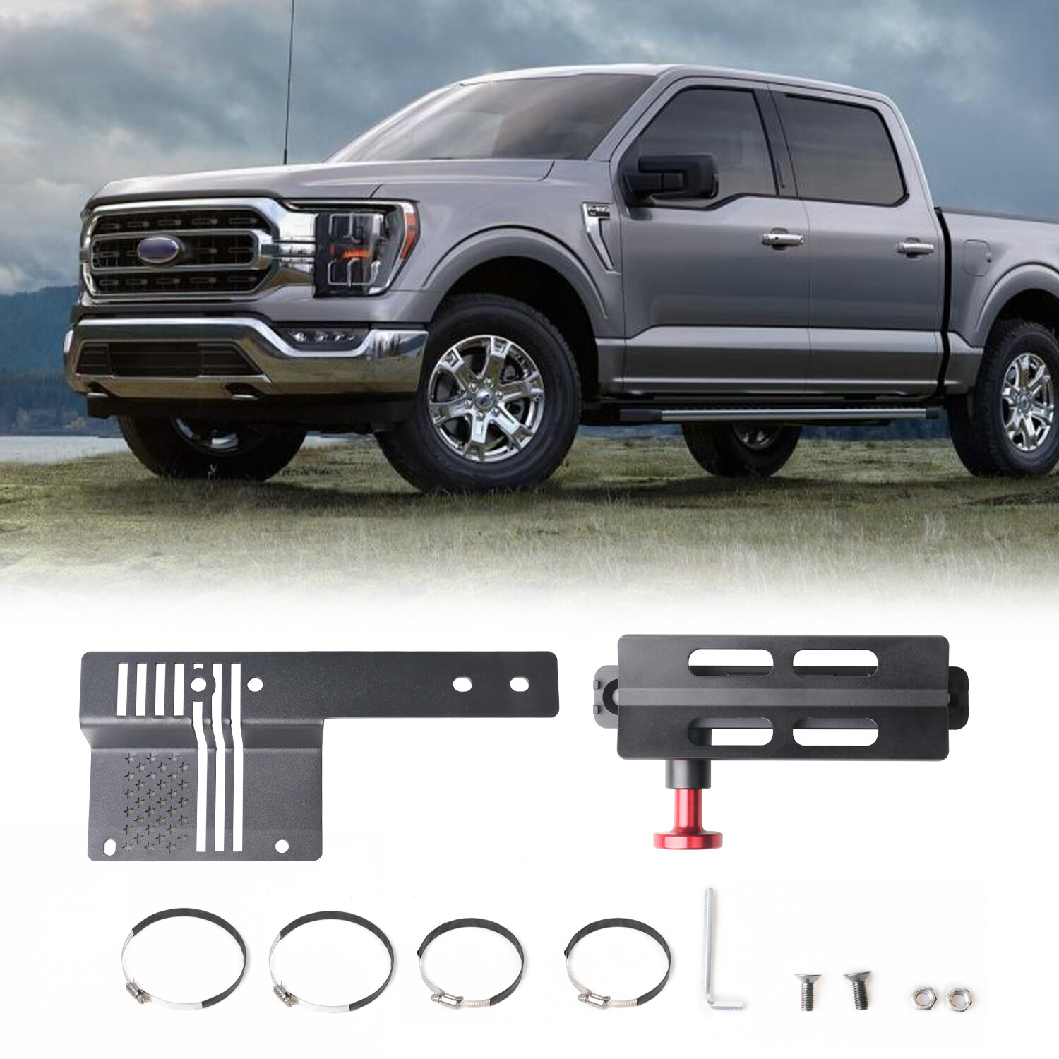 1PCS Aluminum Alloy Fire Extinguisher Mount Holder Bracket For Ford F150 2021+