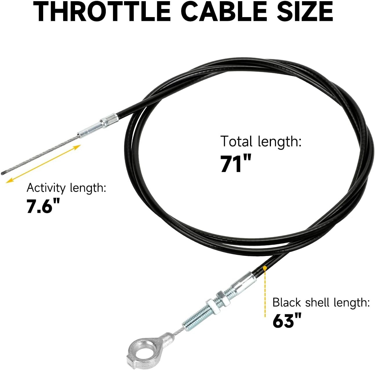 HIAORS 71 inch Throttle Cable for Go Kart Predator 212cc 196cc 1 Pack, Black