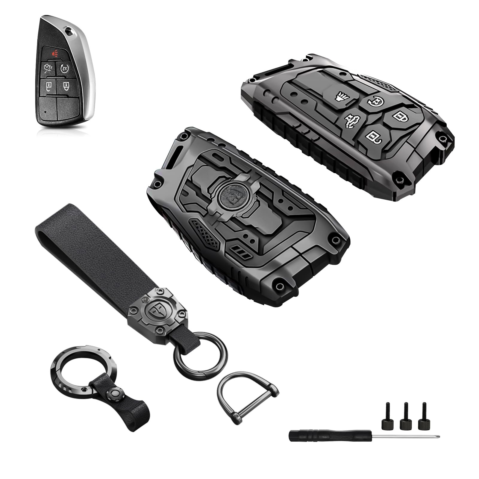 TOVIIEA Heavy Key Fob Cover Protector 4.7 x 5.1 x 0.1 inches, Black