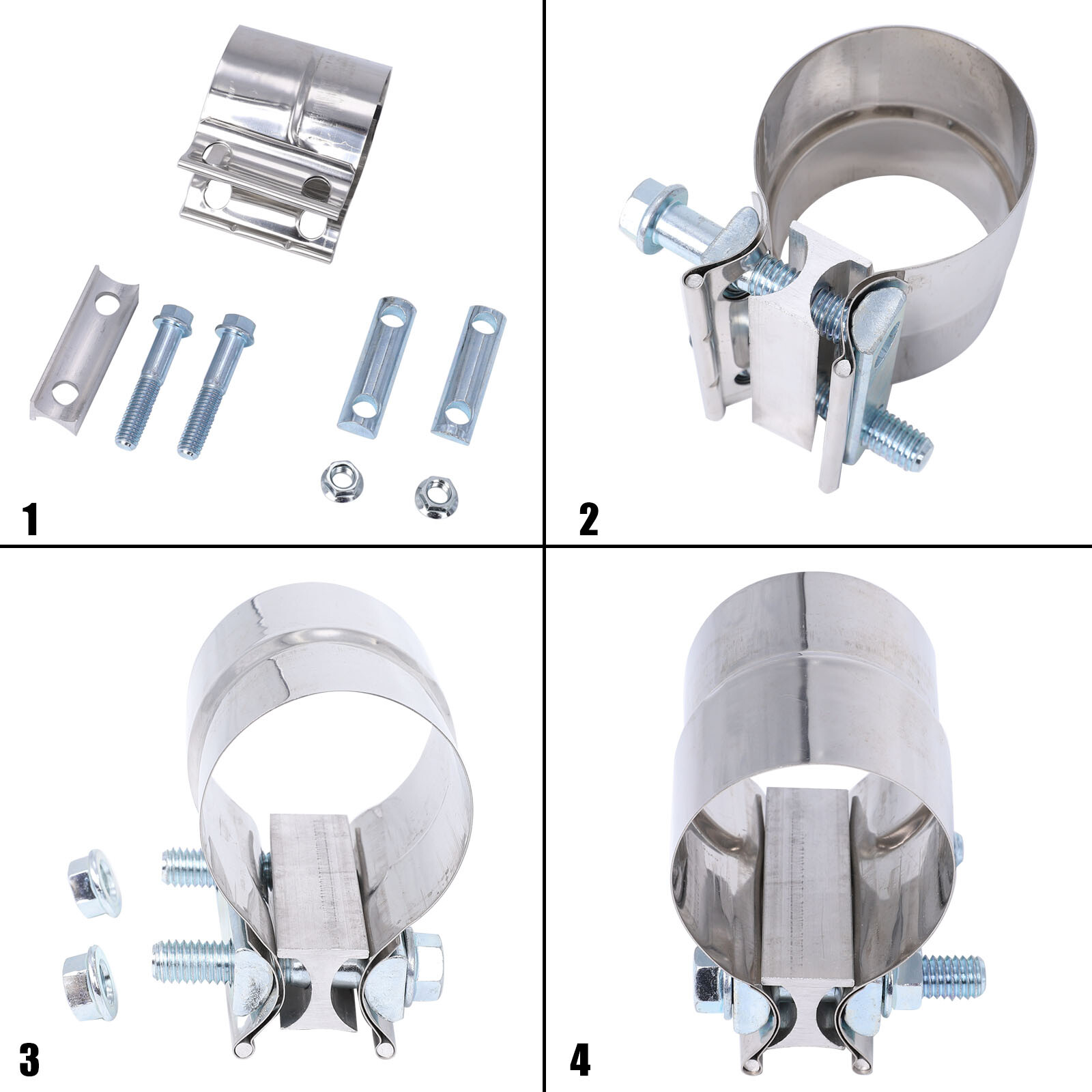 5″ Lap Joint Exhaust Band Clamp Preformed Aluminized Steel (2 Pack)