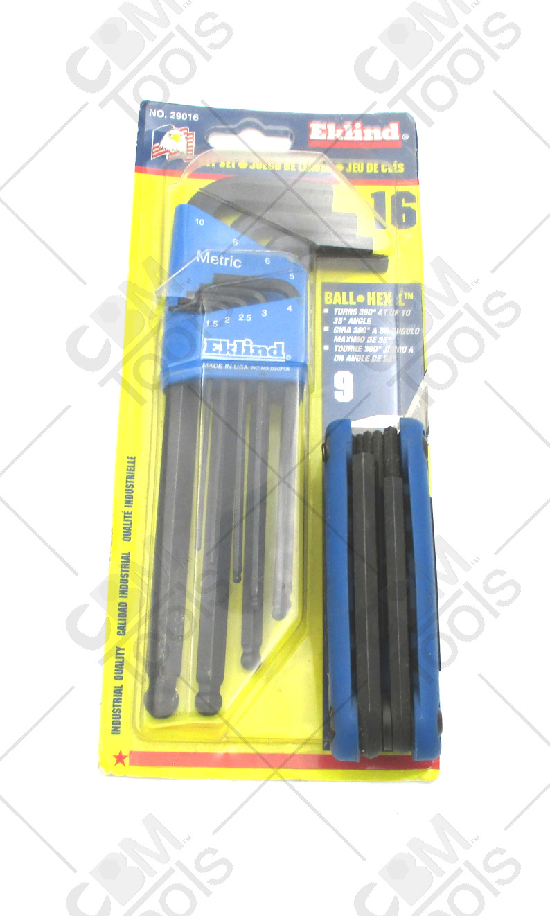 Eklind 29016 – 16 Pc. Metric Ball Hex L & Ergo Fold Plain Hex Key Combo Set
