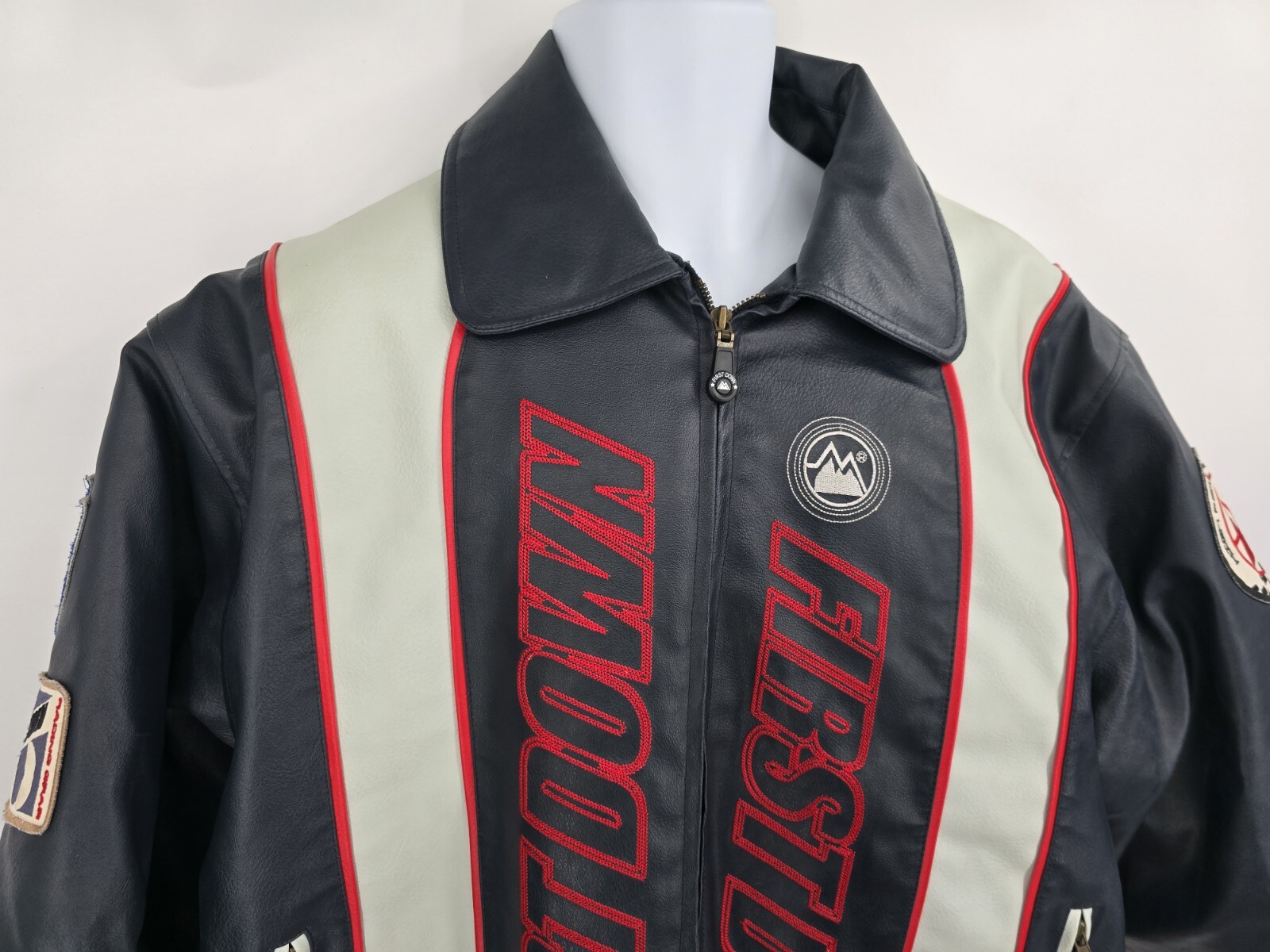 First Down Mens Leather Motorcycle Jacket Racing High Performance Gear Size XL
