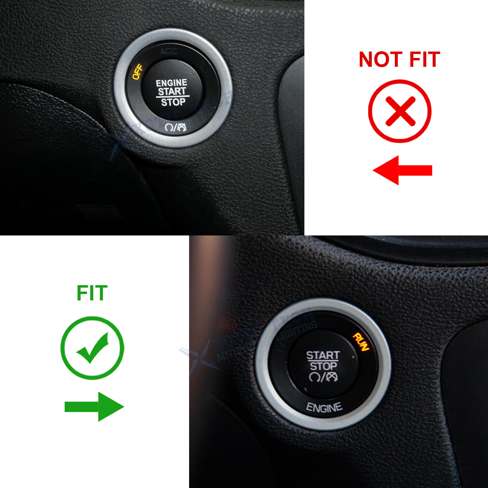 RED Ignition Engine Start Stop Push Button Cover For Dodge Charger Durango Ram