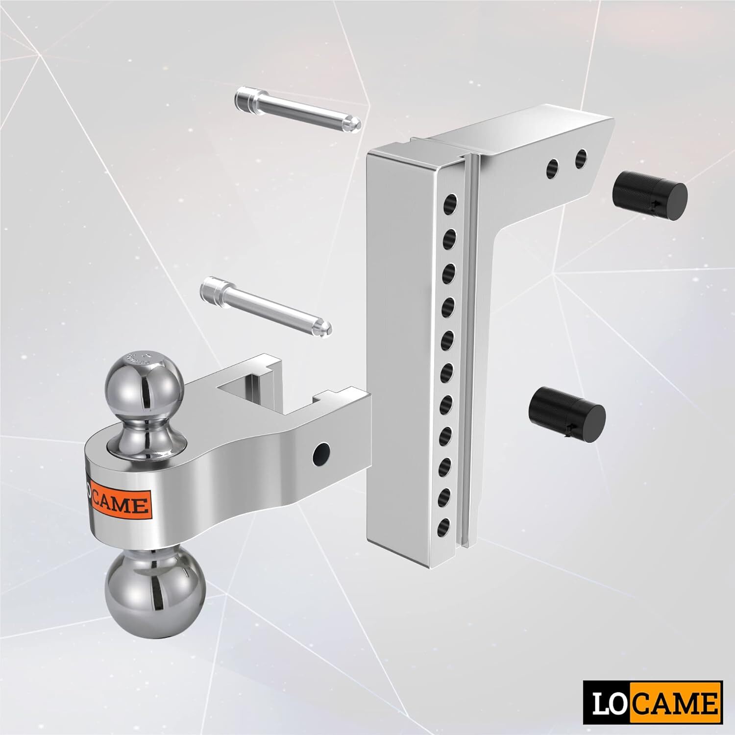 Adjustable Tow Trailer Hitch 2″ Receiver 10″ Drop/Rise Dual Ball Mount 12500 lb