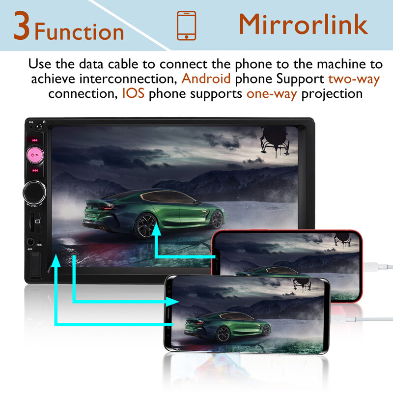 2DIN 7″ HD Car Stereo Radio MP5 Player Bluetooth Touch Screen With Rear Camera