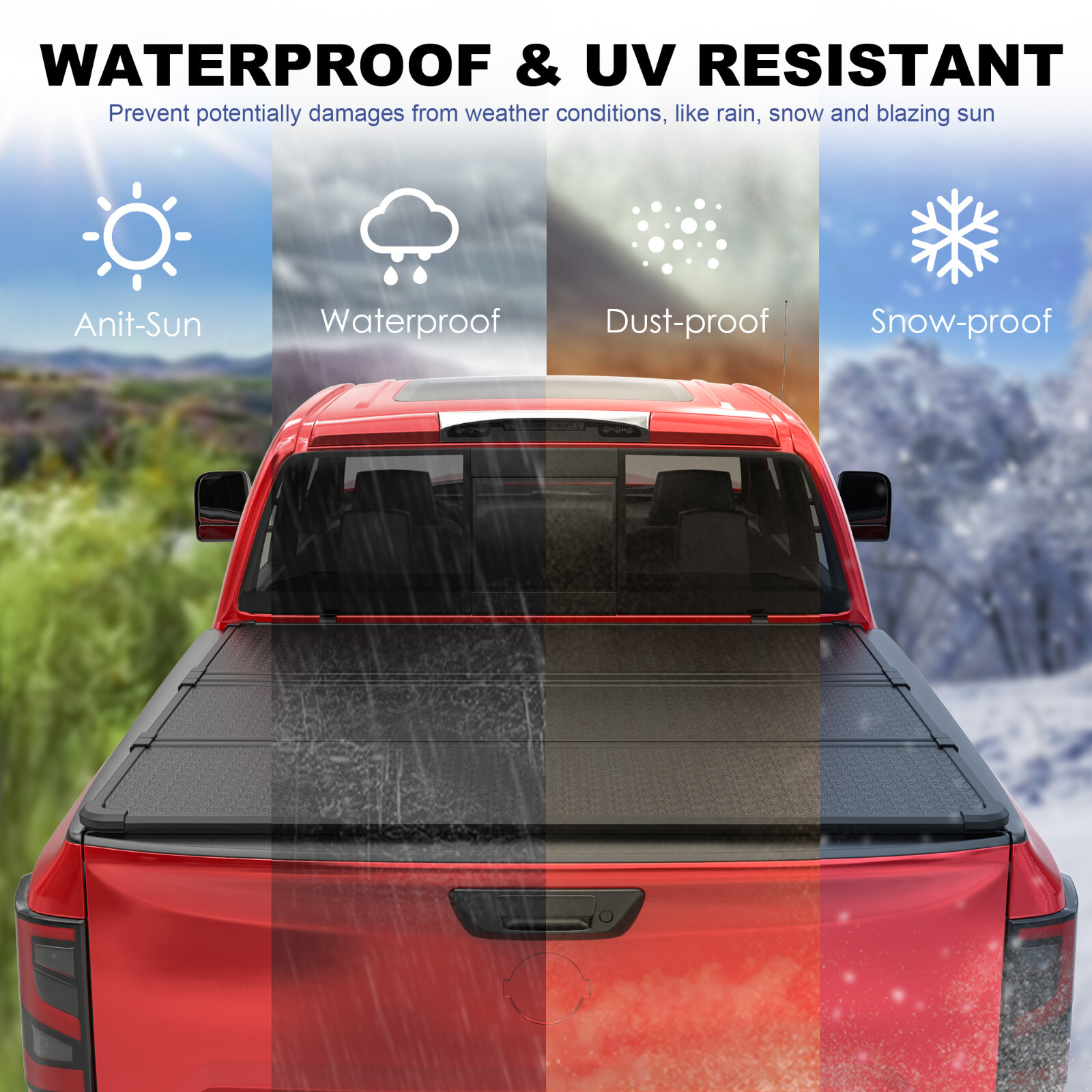 3 Fold 5FT Hard Solid Truck Bed Tonneau Cover For 2005-2024 Nissan Frontier