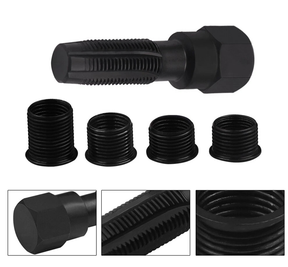 14mm Spark Plug Rethread Thread Repair Kit Helicoil Reamer Tap Tool w/ 4 Inserts