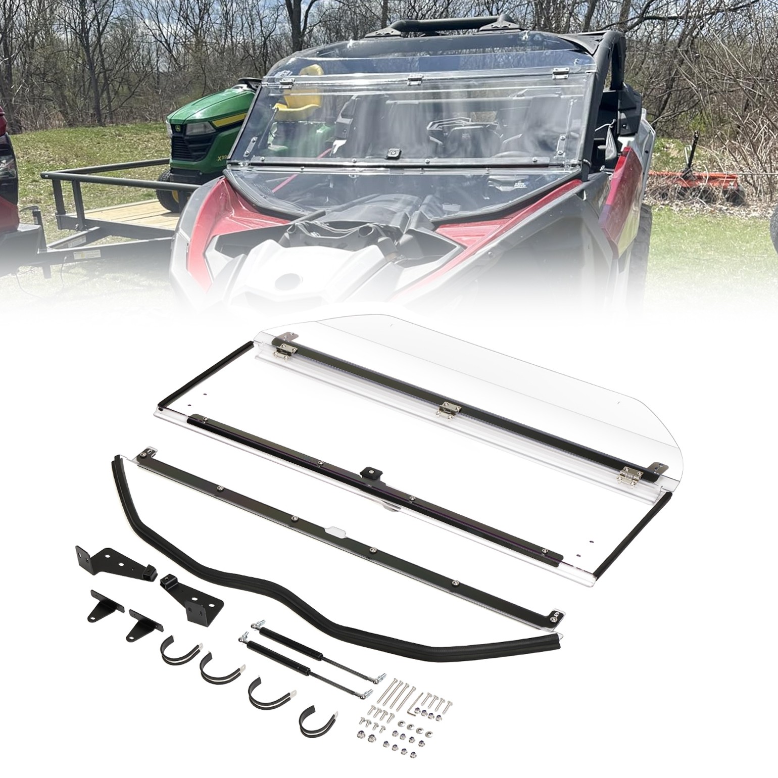 Front Flip Windshield Scratch Resistant For Can-Am Maverick X3 max turbo 2017-25