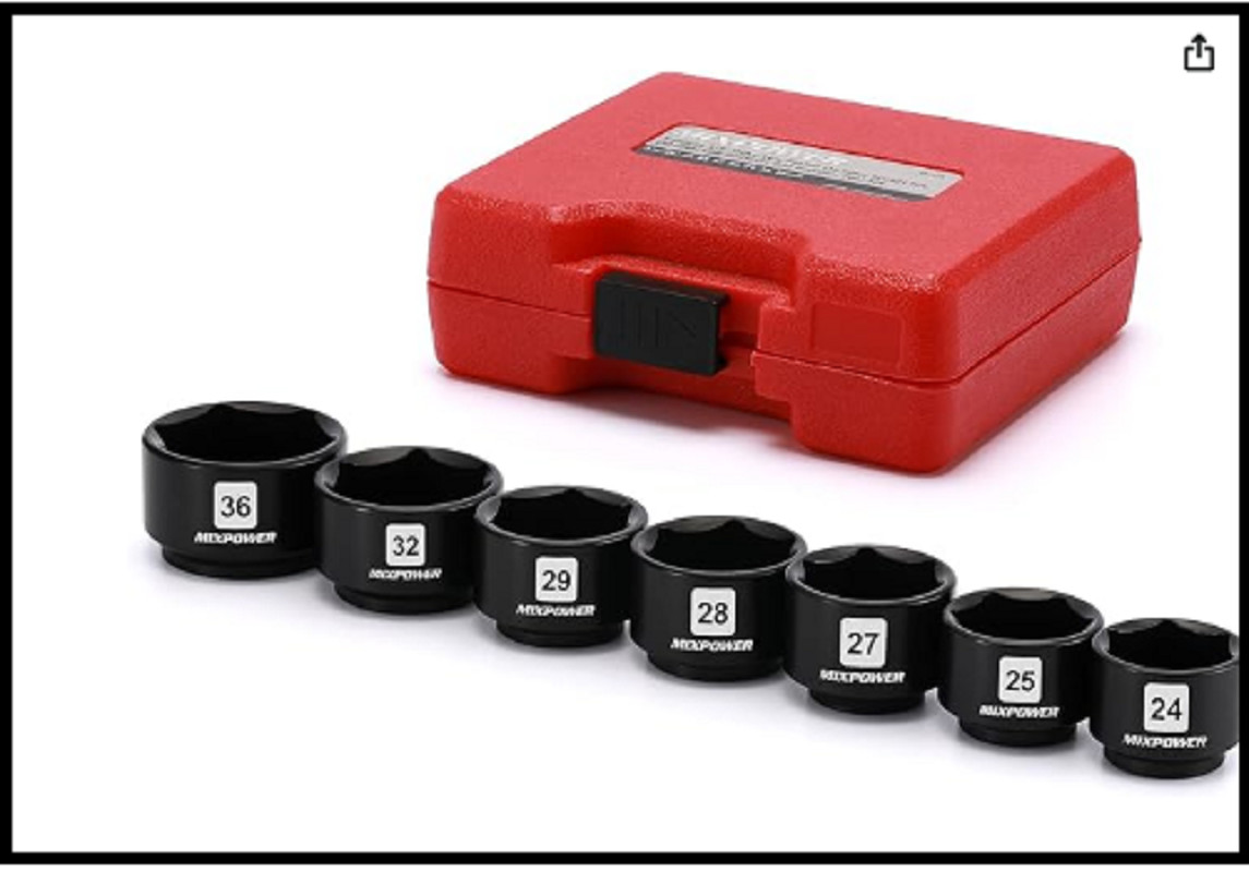 MIXPOWER 7 Pieces 3/8″ Drive Low Profile Oil Filter Socket Set, 24mm, 25mm, Oil