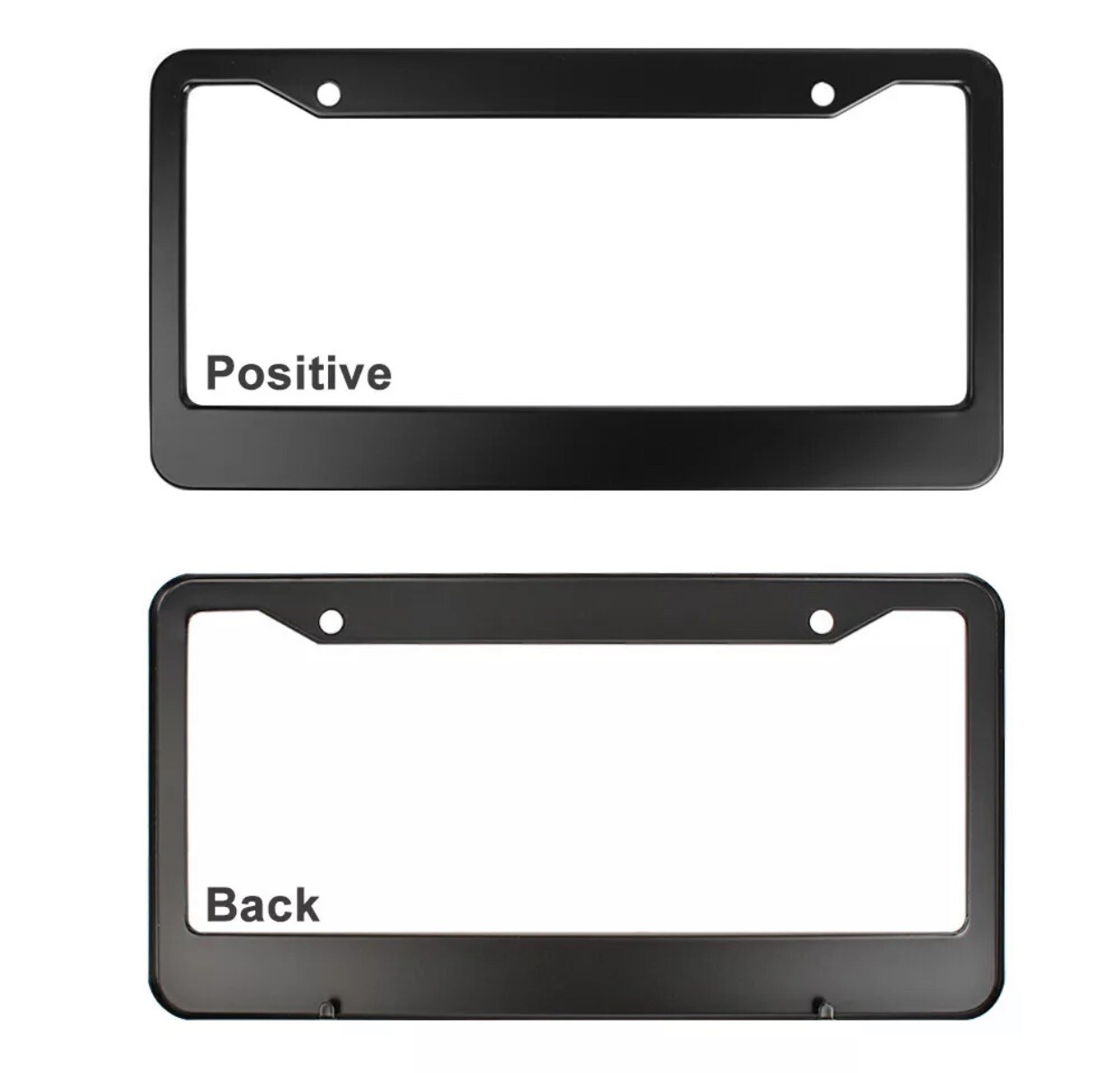 2Pcs Black Metal License Plate Frame Tag Cover Screw Caps Stainless Steel New