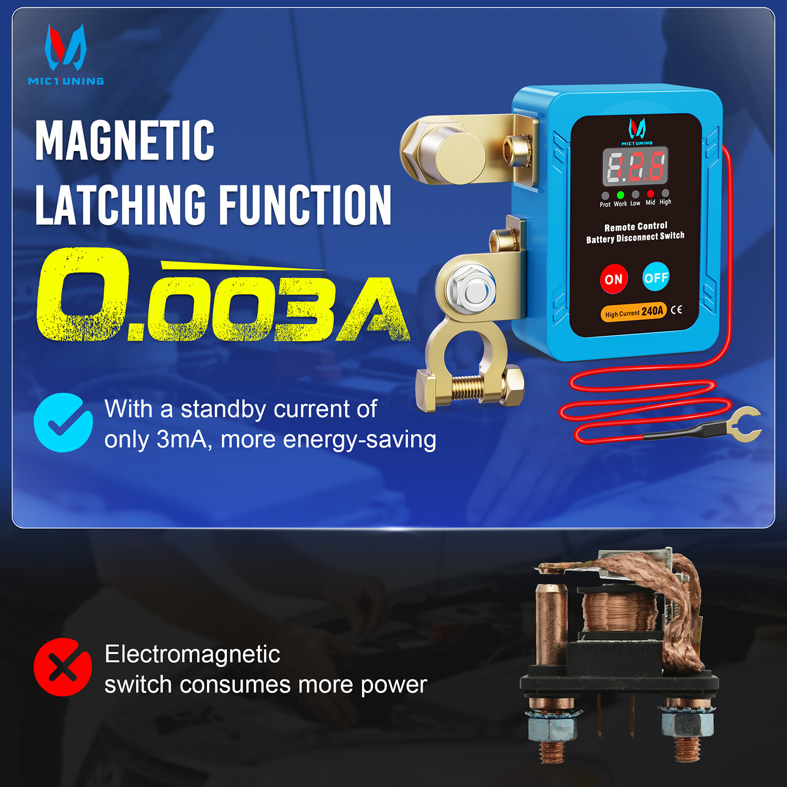 Remote Control Battery Disconnect Switch 140A Power Kill Isolator Cut Off Switch