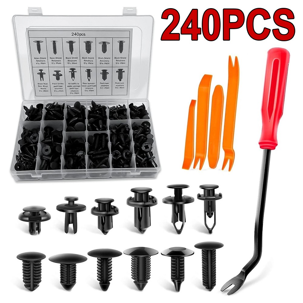 240pcs Auto Car Bumper Retainer Clips Kit Fastener Remover Push Pin Rivet Screw{
