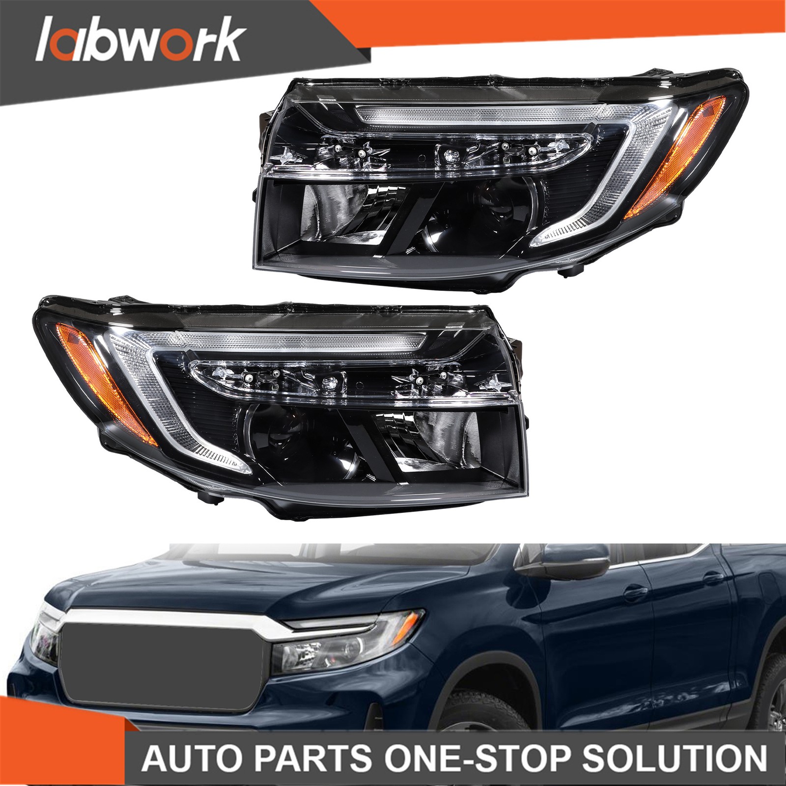 Labwork Headlight For Honda Ridgeline RTL/Sport 2021-2025 W/O LED DRL Left+Right