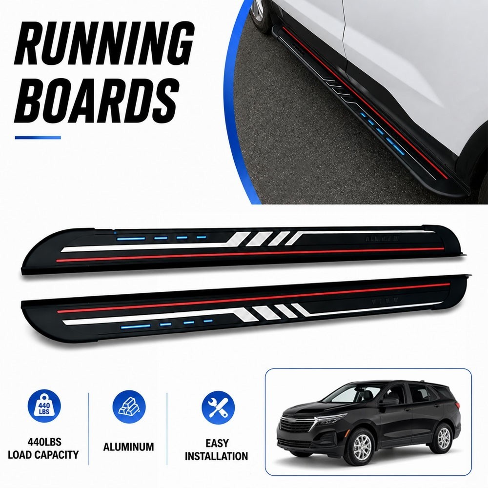 2PCS Running Boards Side Steps Nerf Bars Fits For Chevrolet Equinox 2018-2024