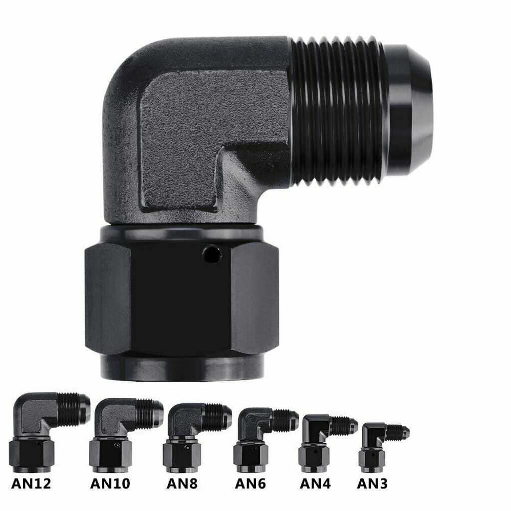 2PC 6AN 8AN 10AN Female to Male Flare 90 Degree Swivel Fitting Adapter Aluminium