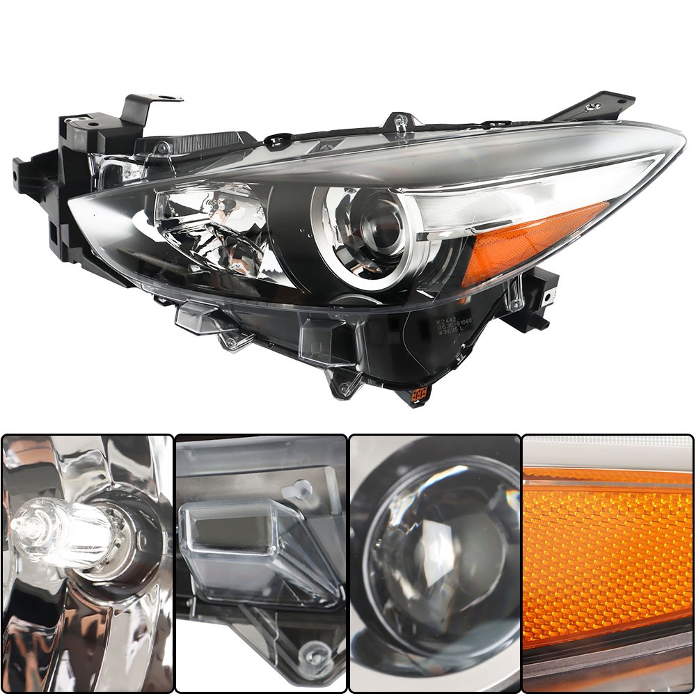 Labwork Left Headlight Fit For 2017-2018 Mazda 3 Halogen Type Driver Side Clear