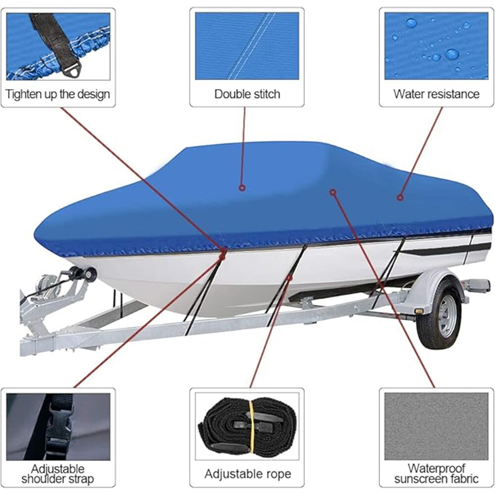 11-13ft Trailerable Heavy Duty Boat Cover Fishing V-Hull Waterproof Marine Dust