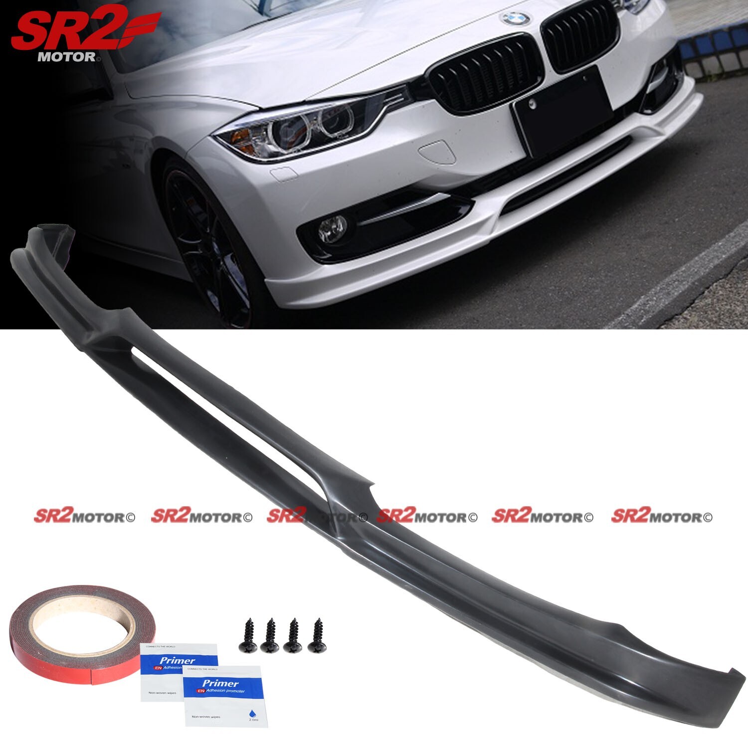 For 12-15 BMW F30 Sedan 3D Style PU Front Body Bumper Lip Splitter Kit Spoiler