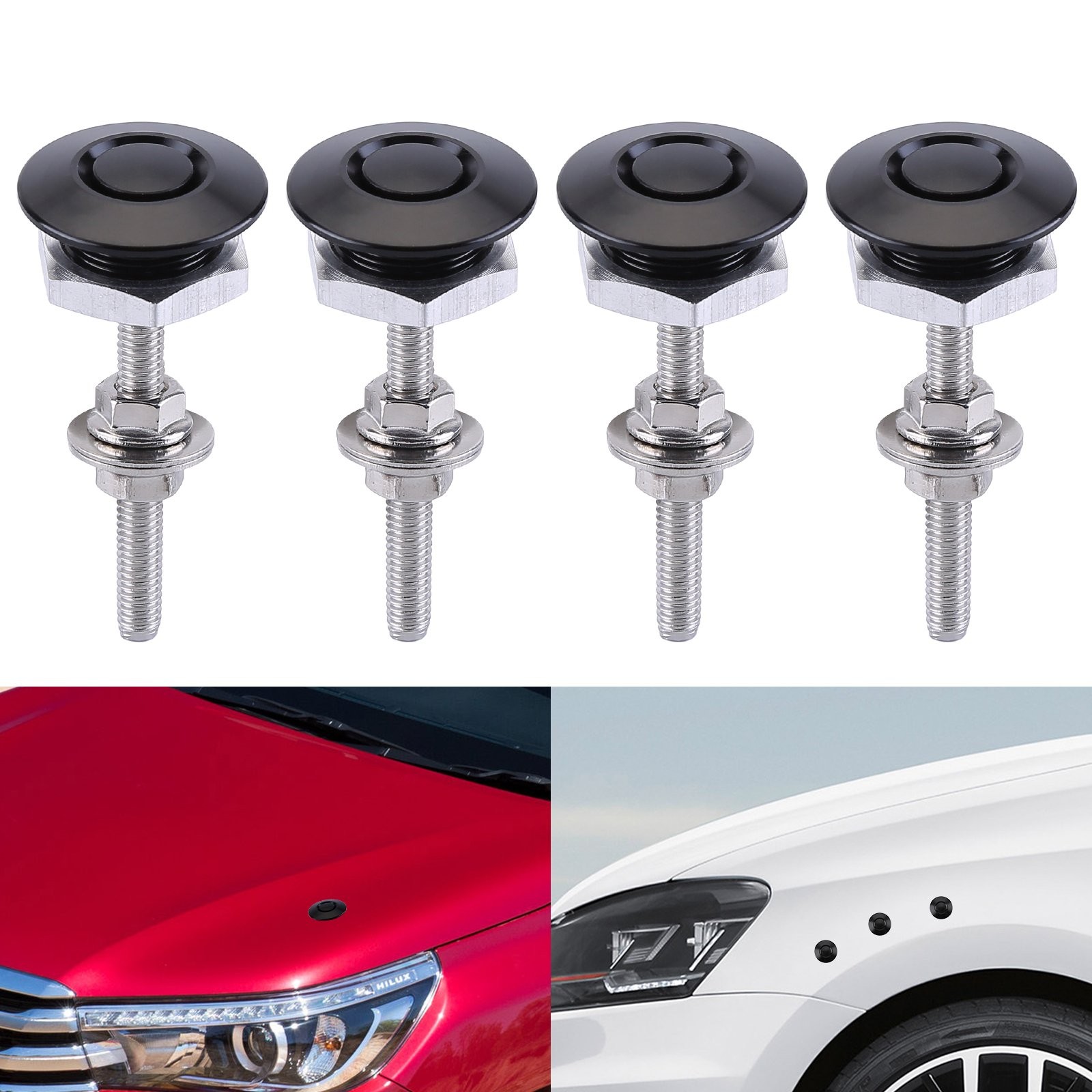 4Pcs Push Button Quick Release Hood Pins Bonnet Lock Clip Latch Bumper Universal