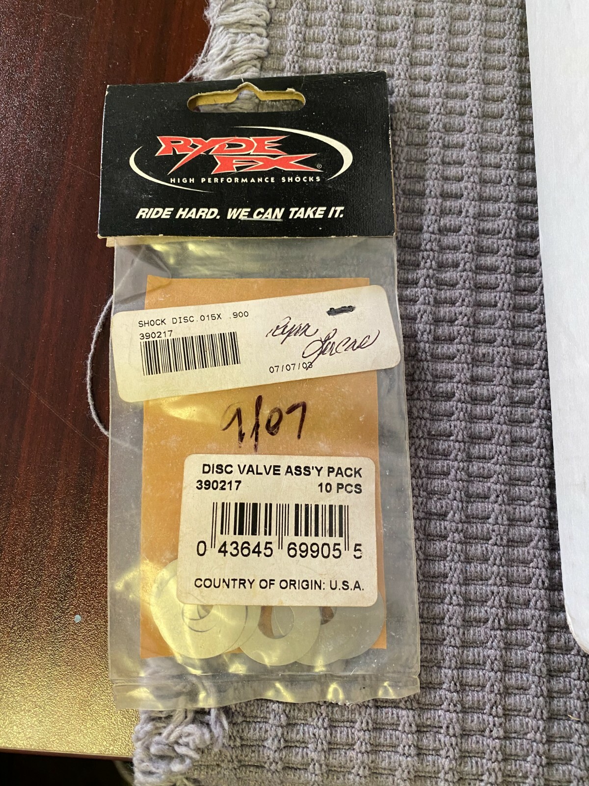 NOS Ryde FX Shock Disc Valve Assembly Pack 0.900 x 0.015 in. 415373-012