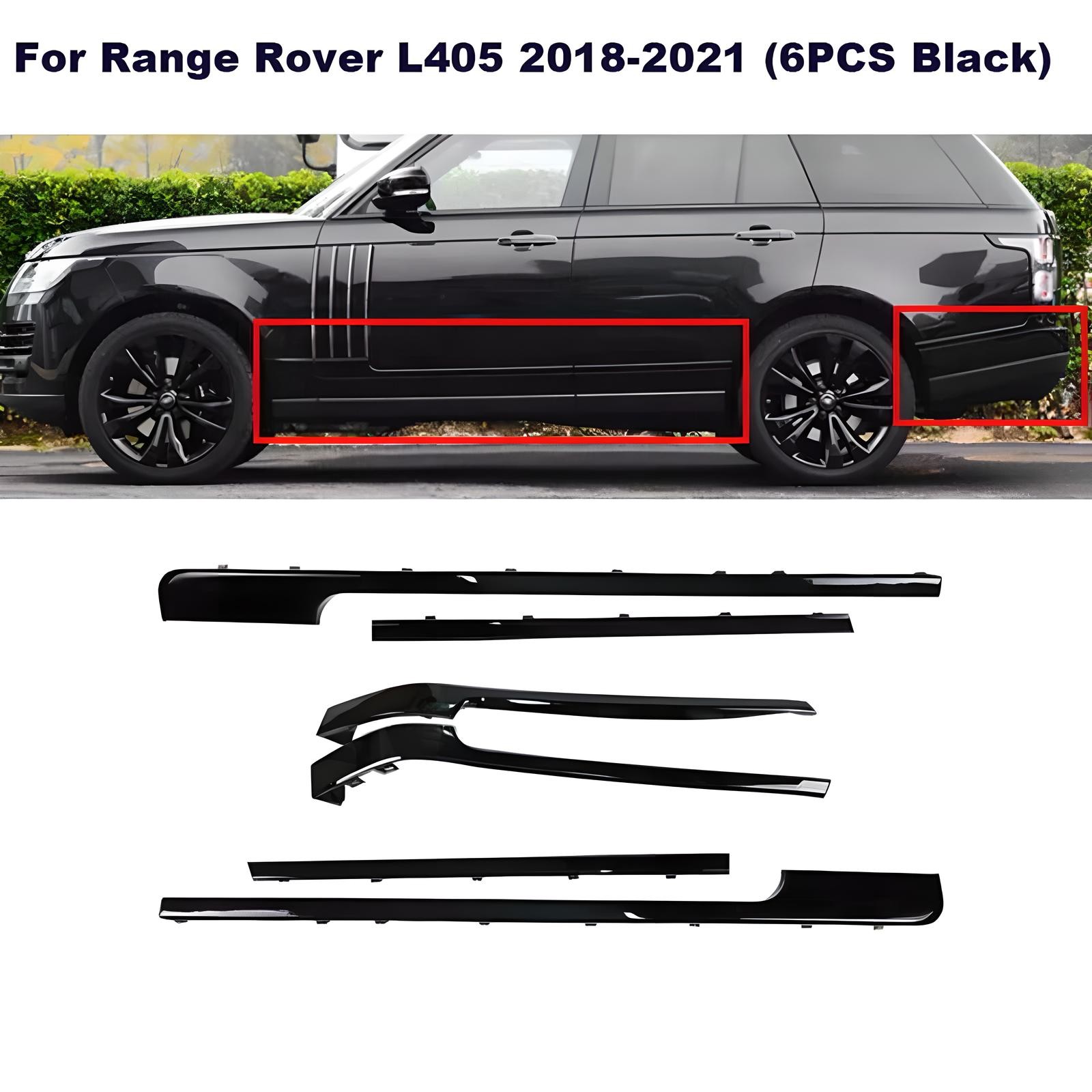 For Range Rover L405 2013-2022 Door Side Body Molding Trim Strip Kits All Black