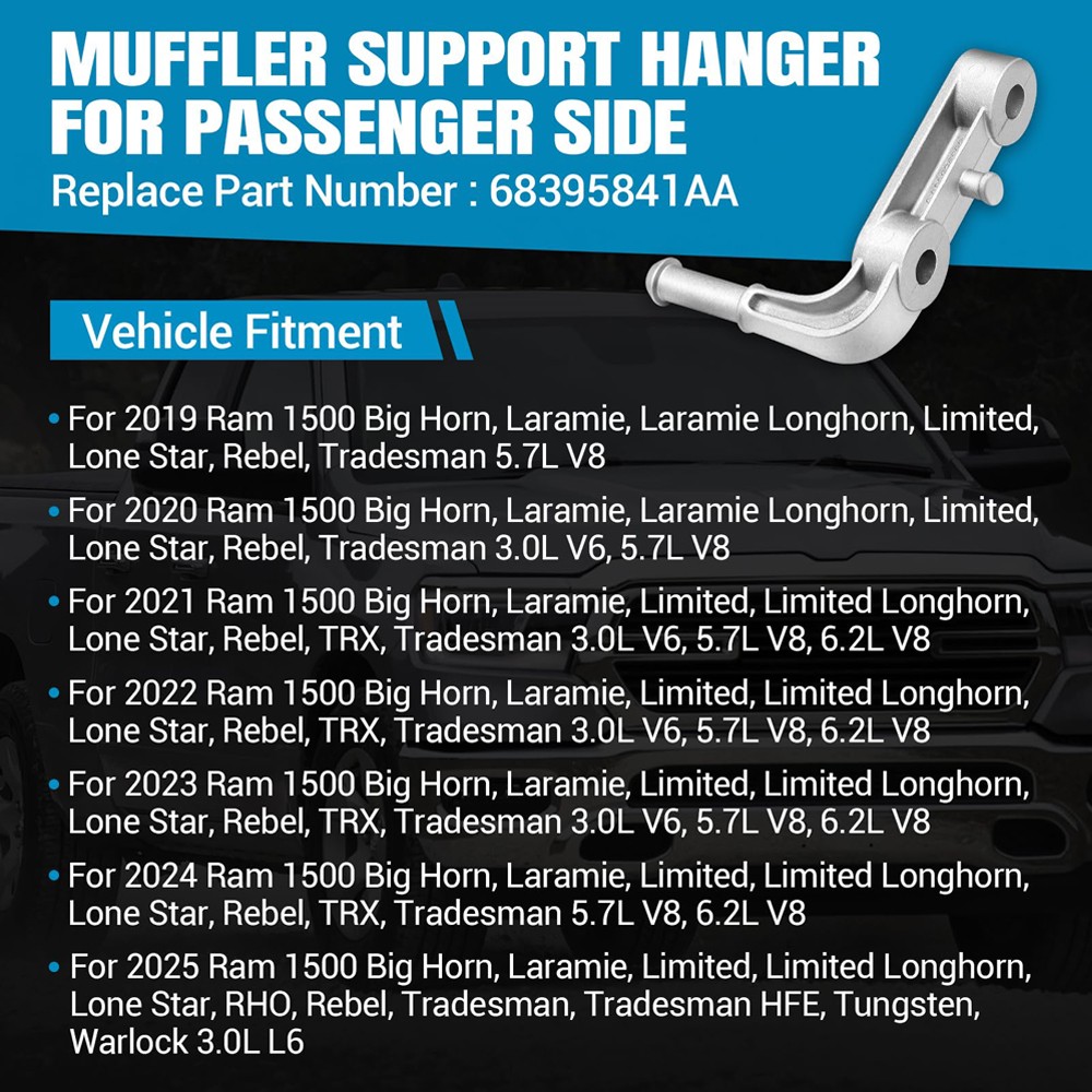 68395841AA Rear Right Exhaust Components-Tailpipe Bracket For Ram 1500 2019-2025