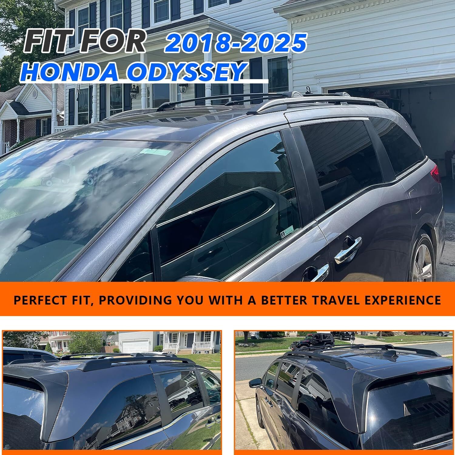 Roof Rack Cross Bar + Roof Side Rail For 2018-2024 Honda Odyssey Luggage Carrier