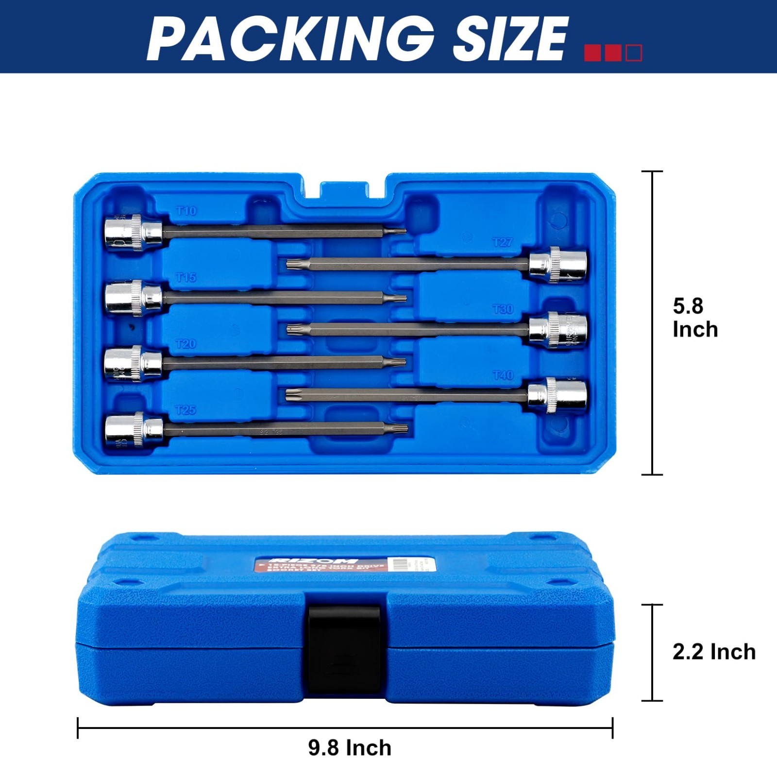 15-Piece Extra Long Torx Bit Socket Set T10-T60 | 3/8″ Drive Star Bit Sockets CR