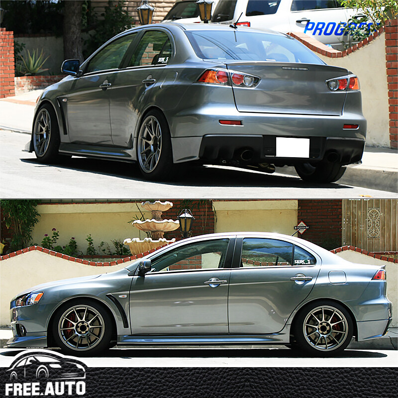 Fits 08-15 Mitsubishi Lancer Evolution Rear Bumper Lip Spats Aprons EVO Style PU