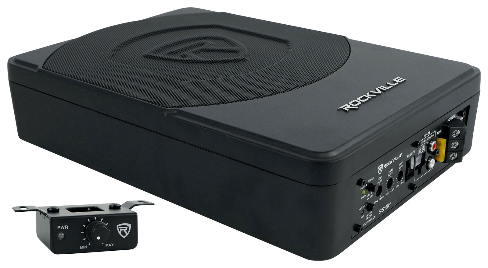 Rockville SS10P 10″ 800w Slim Under-Seat Active Powered Car/Truck Subwoofer Sub