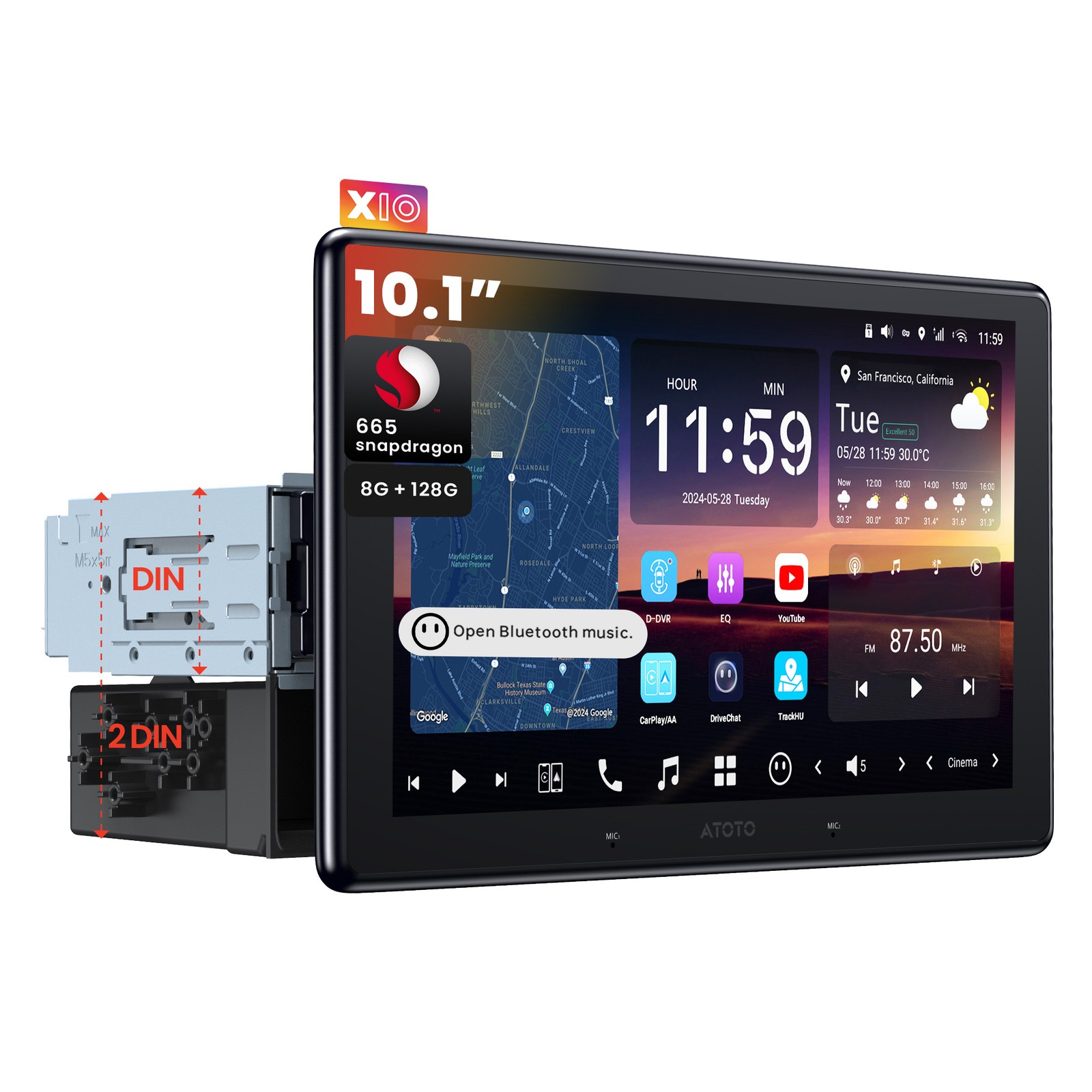 ATOTO 10” Single DIN X10 Android in-Dash Navi Car Radio 8+128G 4G SIM AI Vision