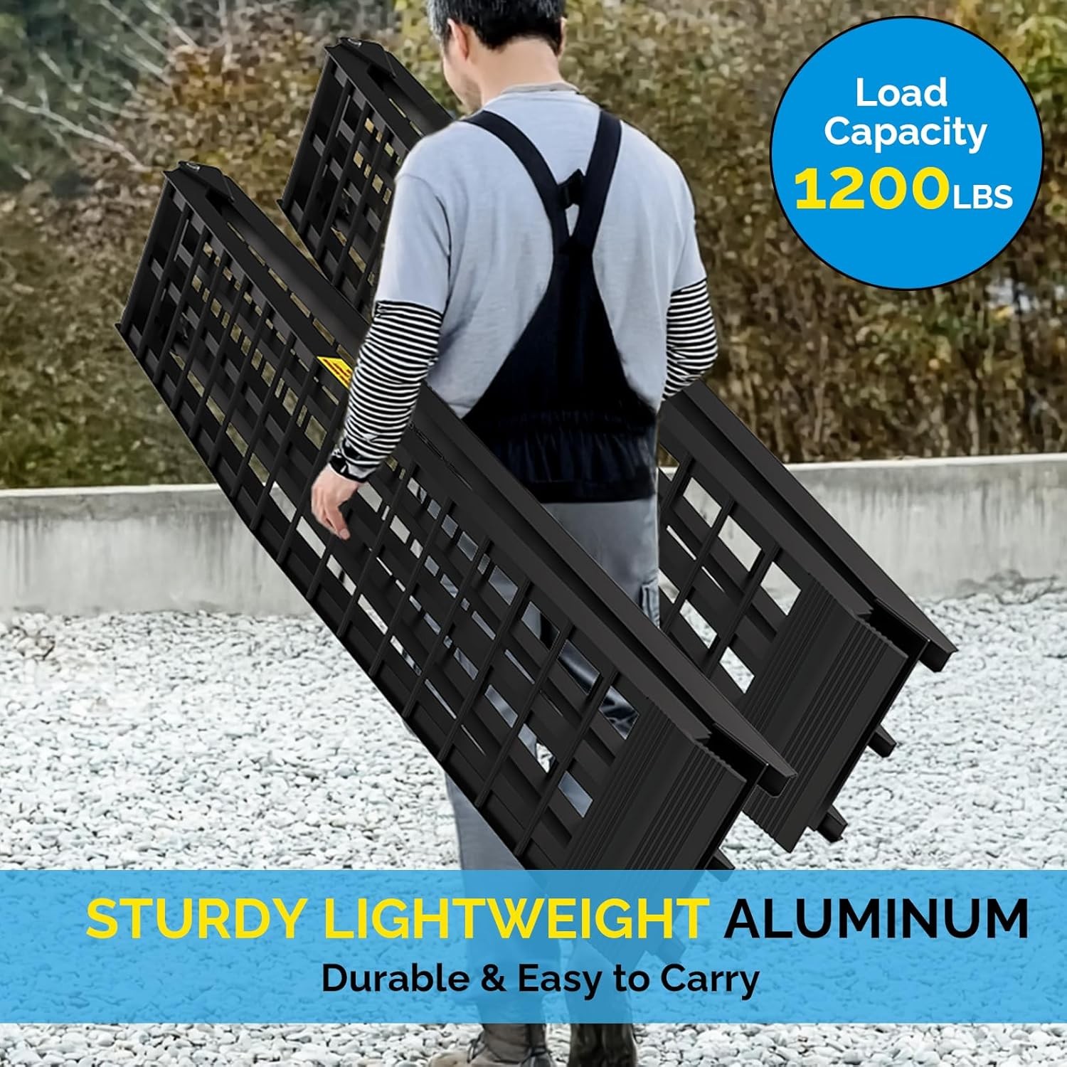 1200lbs 10ft Aluminum Folding Ramps Set of 2 for ATV Pickup Truck Loading
