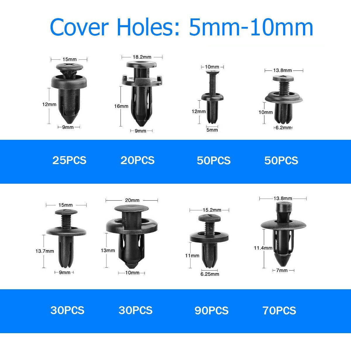 Bumper Clips Retainer Auto Car Rivets Fastener Fender Push Pin Trim 620Pcs