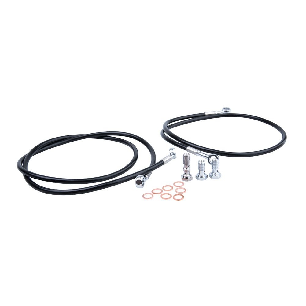Tusk Front UTV Steel Braided Brake Line Standard Length Black For Polaris RZR XP