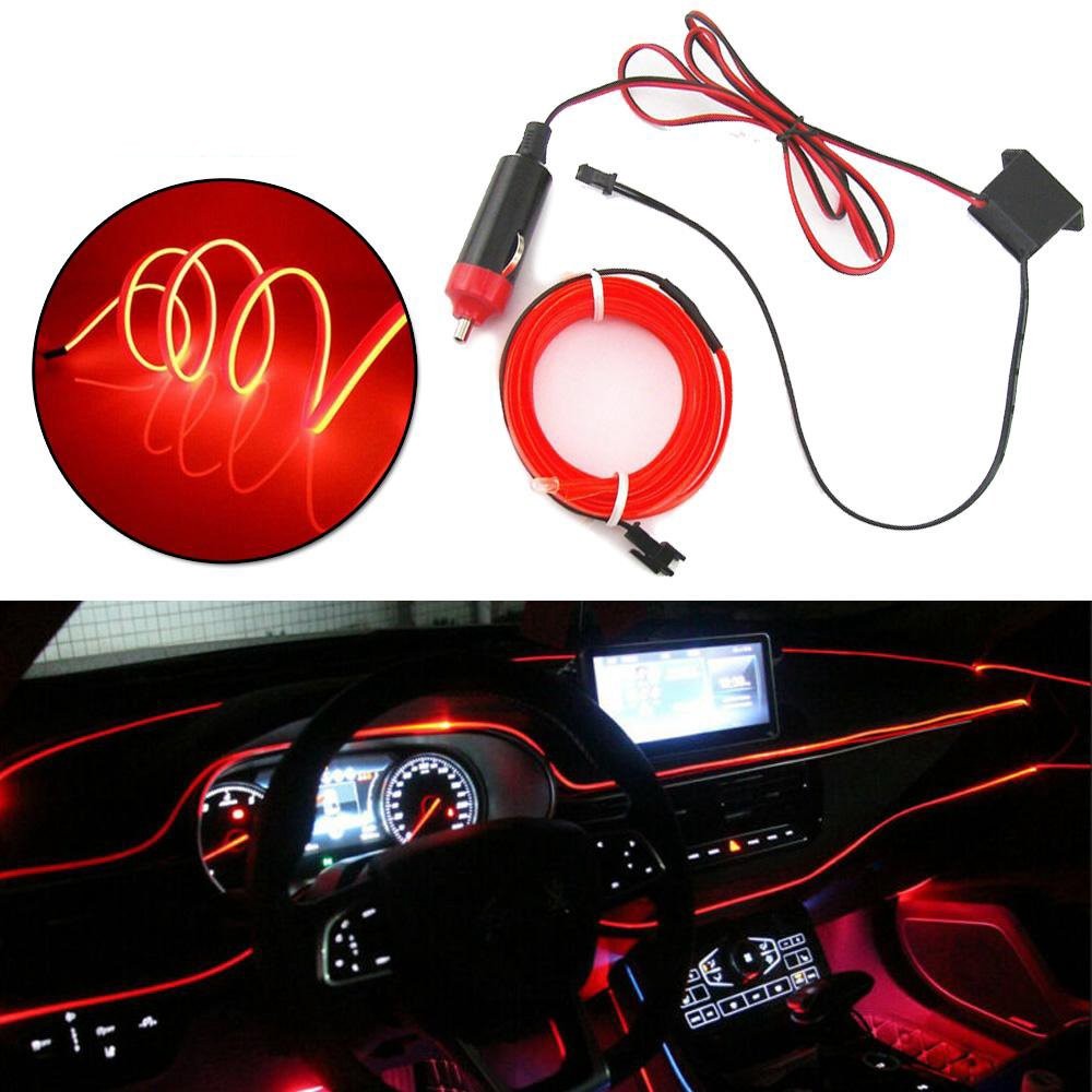 200cm LED Car Interior Decorative Atmosphere Wire Strip Light Lamp Accessories