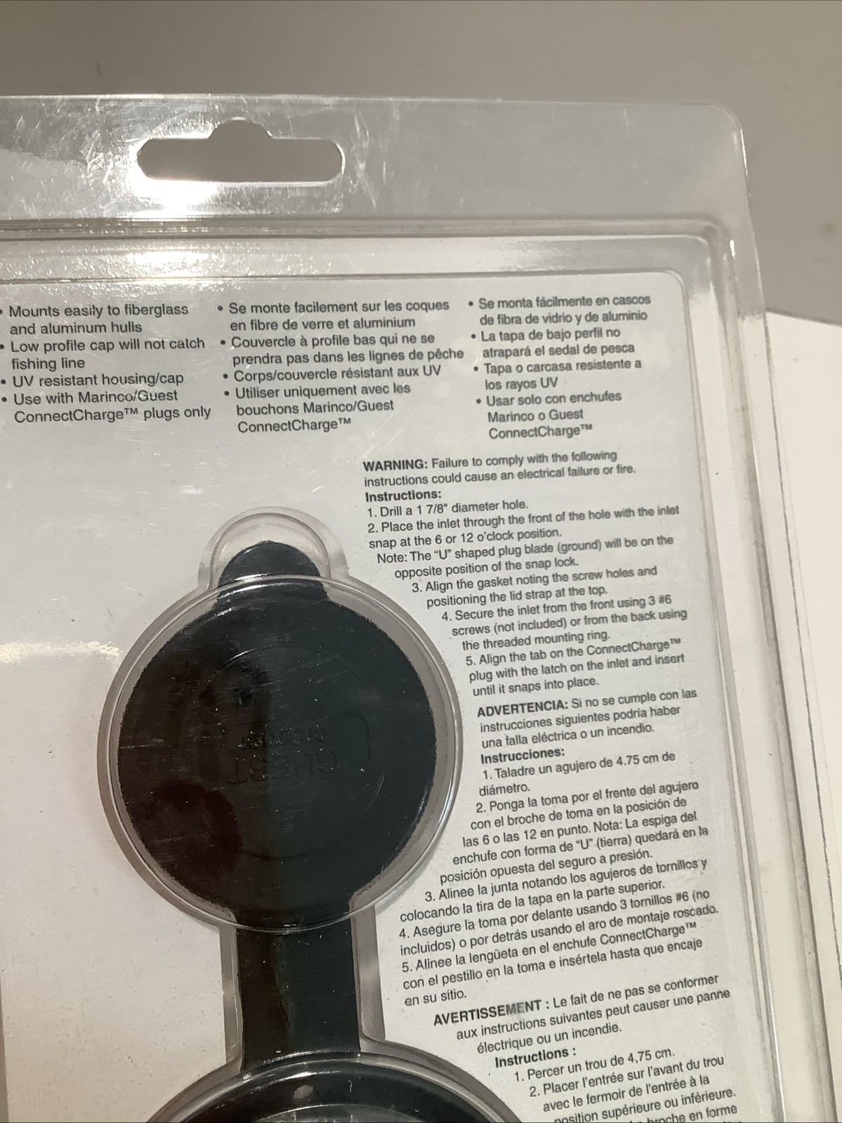Marinco Connect Charge Threaded Inlet Part # 150CCI, 15A, 125V, New Sealed