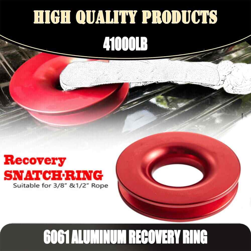 Heavy Duty Recovery Ring Snatch Block Pulley Soft Shackle Tow Winch Rope 41000lb
