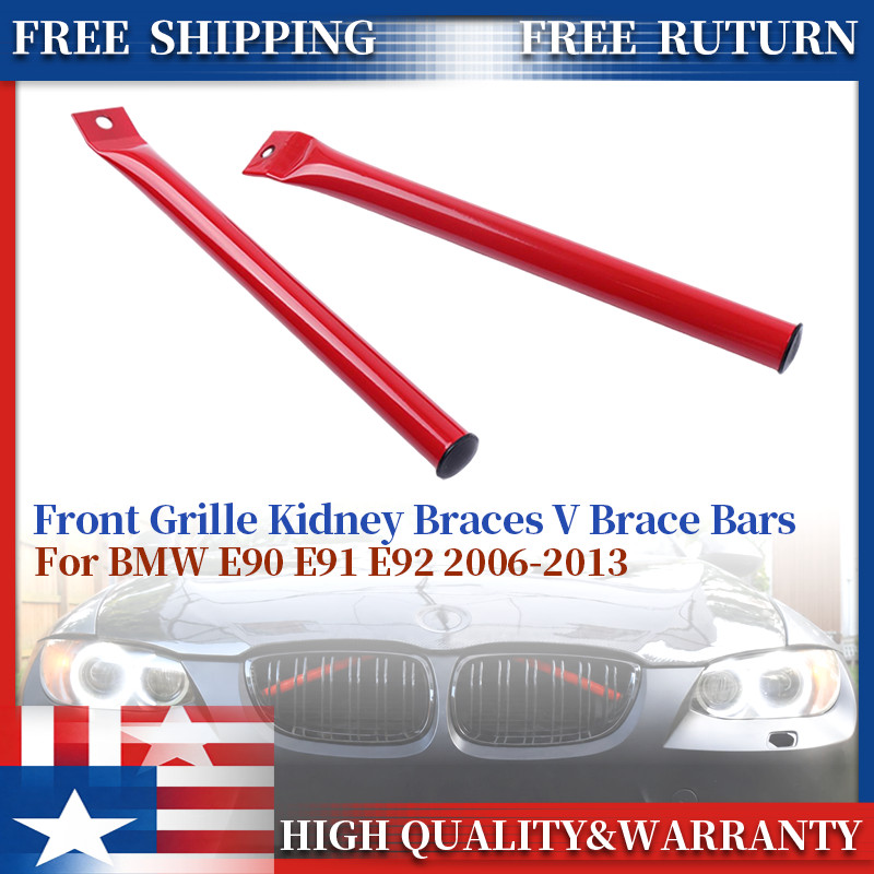 Front Kidney Grille V Support Bar Trim Cover Red for BMW E90 E91 E92 E93 06-13