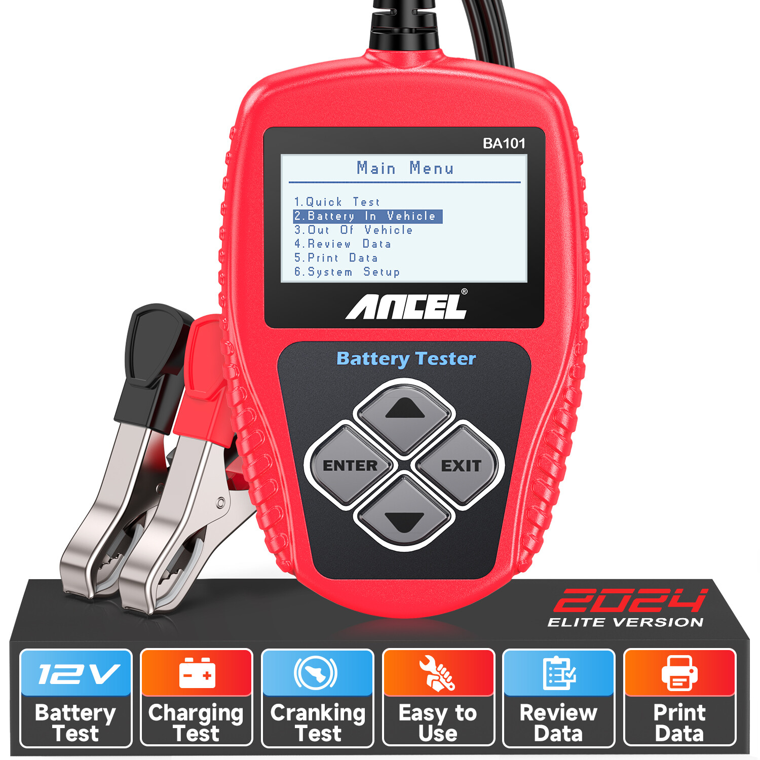 ANCEL BA101 Car Battery Tester 12V Load Tester Cranking Charging System Analyzer