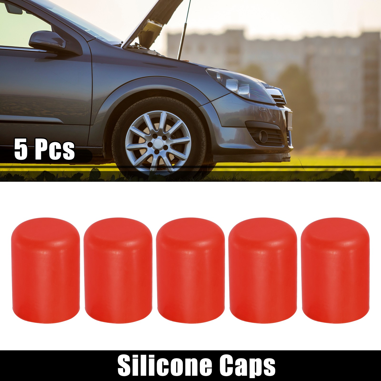 5 Pcs 19mm 0.75″ Car Silicone Hose Cap Intake Vacuum Hose Tube End Plug Red