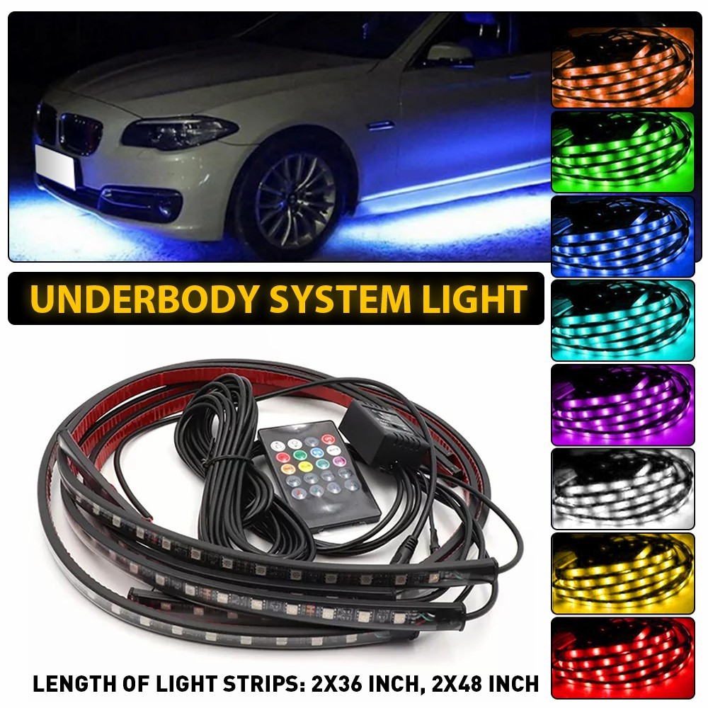 RGB LED Strip Car Under Truck Tube Underglow System Underbody Light Neon Kit USA