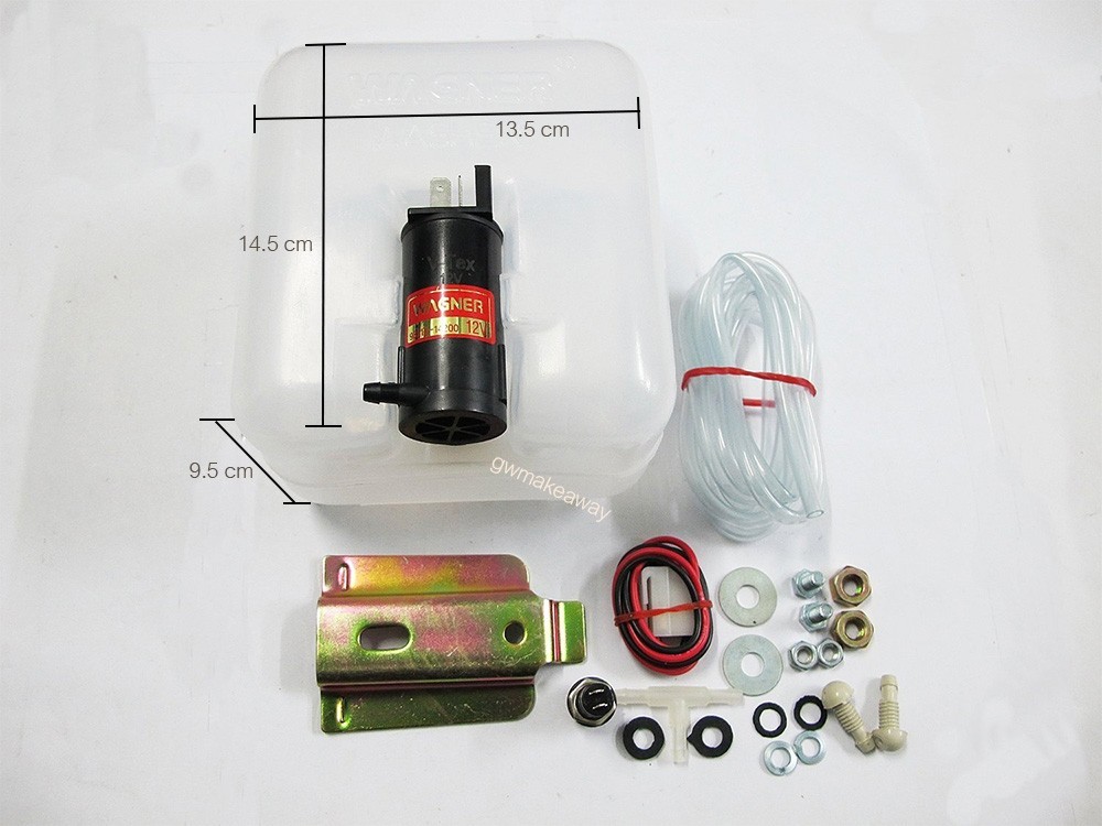 Universal Windshield Washer Bottle 13.5 x 14.5 x 9.5 cm pickup Car 12v