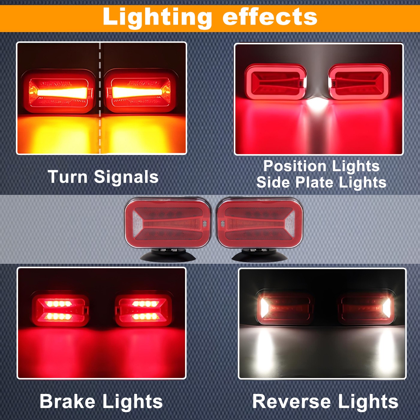Upgraded Wireless Rechargeable LED Trailer Light Kit 7-Pin Plug for Truck RV SUV