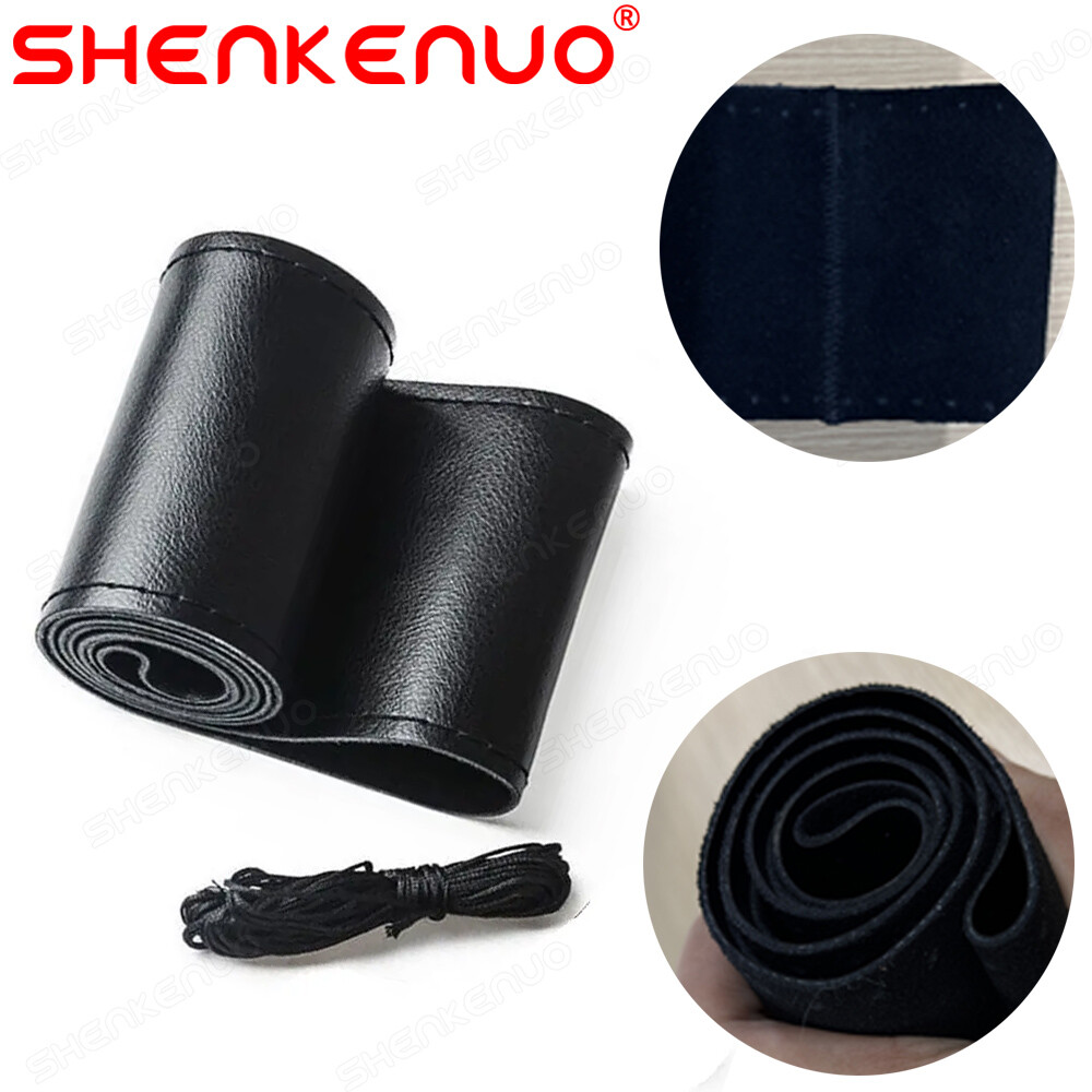 15″ 38CM NEW Upgrade DIY Steering Wheel Cover Black Leather for Dodge