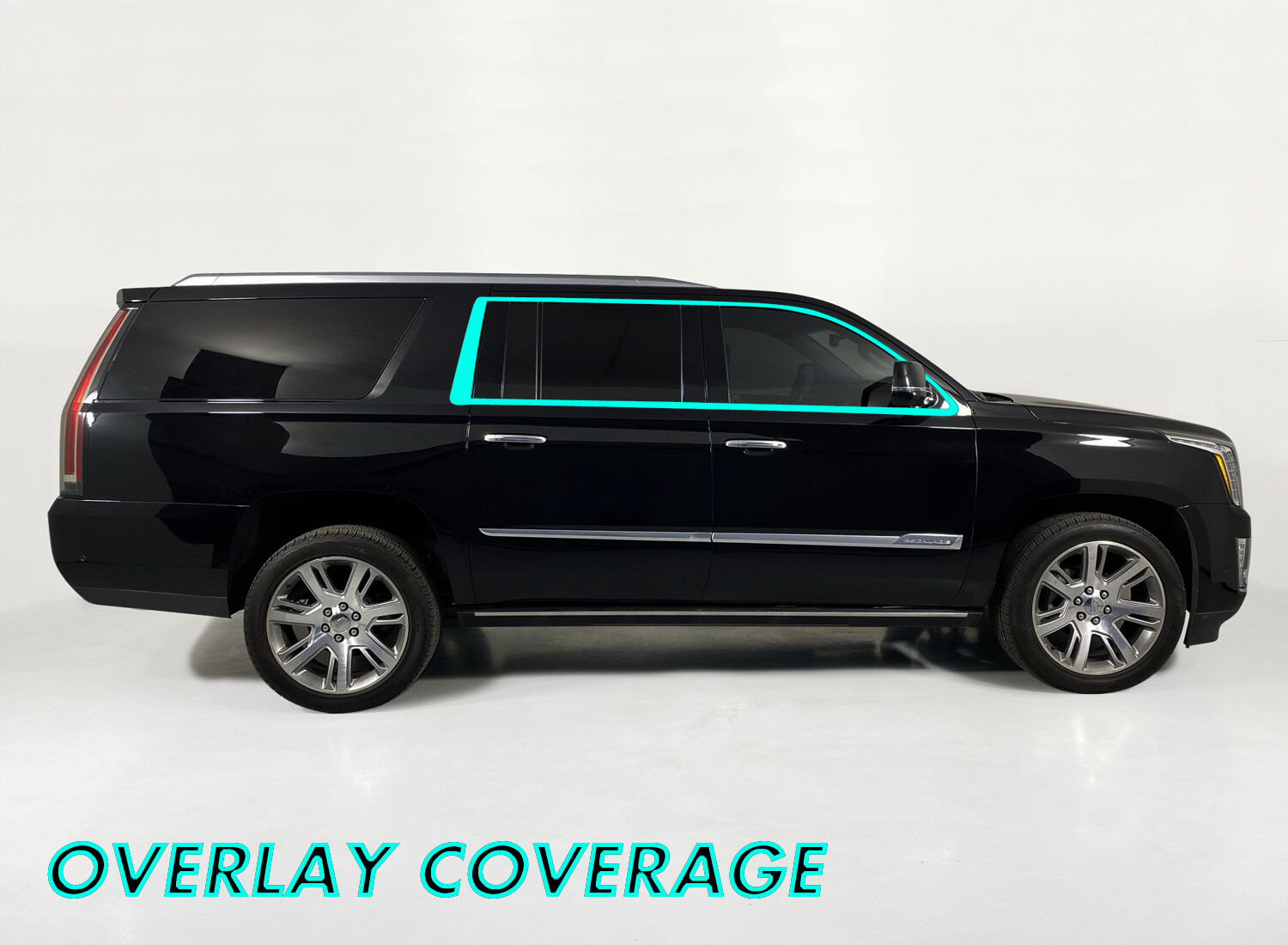 Chrome Delete Blackout Overlay for 2015-20 Cadillac Escalade ESV Window Trim