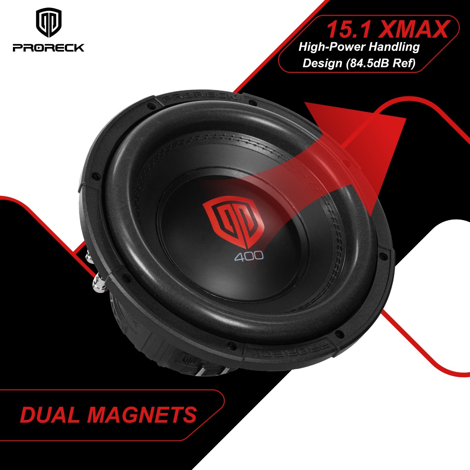 PRORECK Pair 10″ Car Subwoofers Dual 4 Ohm 1200W DVC Woofer Speaker Audio