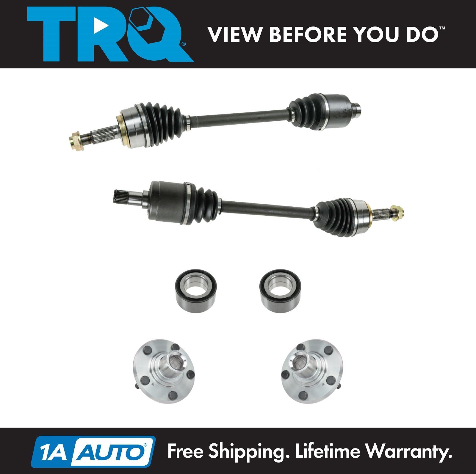 TRQ Front CV Axle Shaft Assembly Wheel Hub Bearing Kit Set 4pc for 05-06 Odyssey