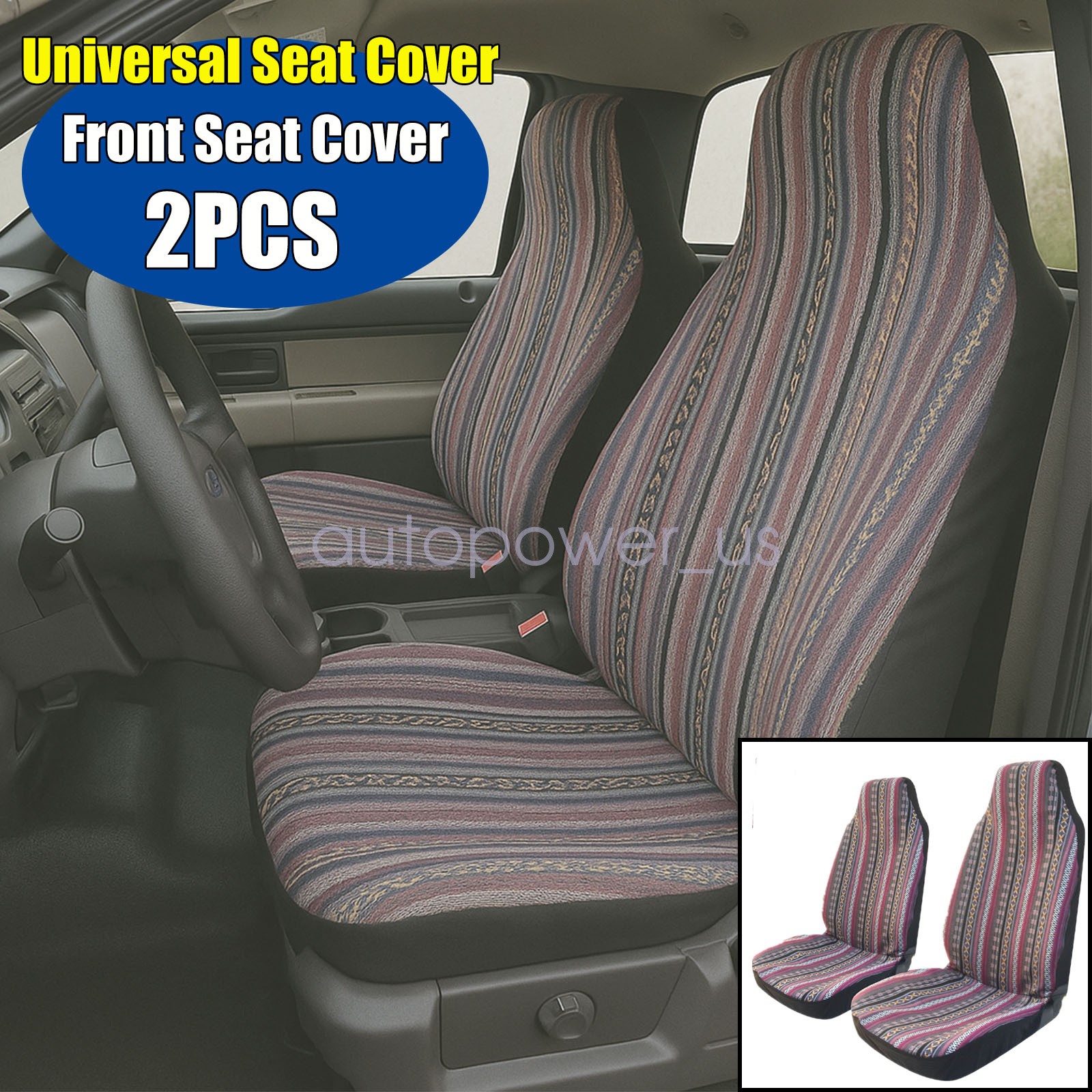 Fits Jeep Car 2 Seat Cover Full Front Cloth Protector Cushion As Picture Shows