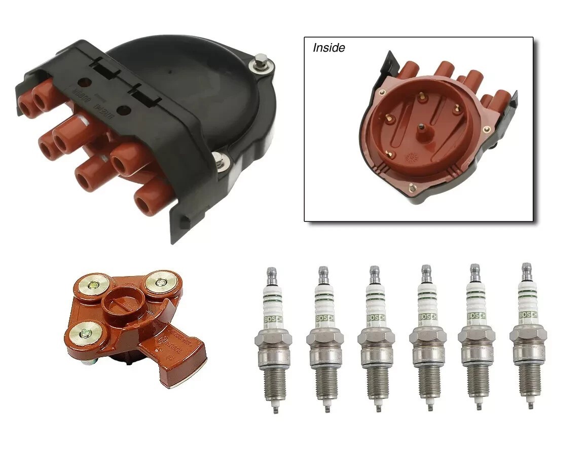 OE For BMW Ignition Tune Up Kit Spark Plugs Distributor Cap Rotor Bosch Bremi