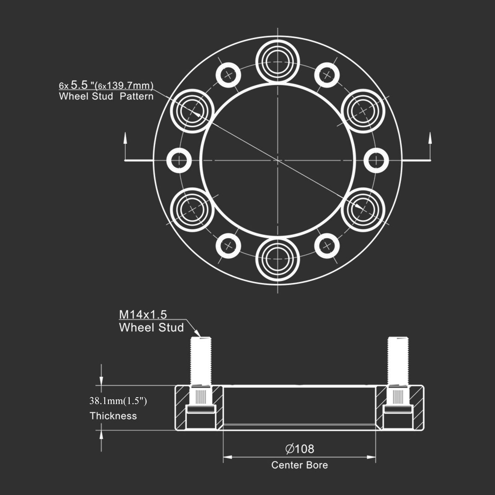 4pcs 1.5″ 6×5.5 Wheel Spacers Fits Chevy Silverado 1500 GMC Sierra 1500
